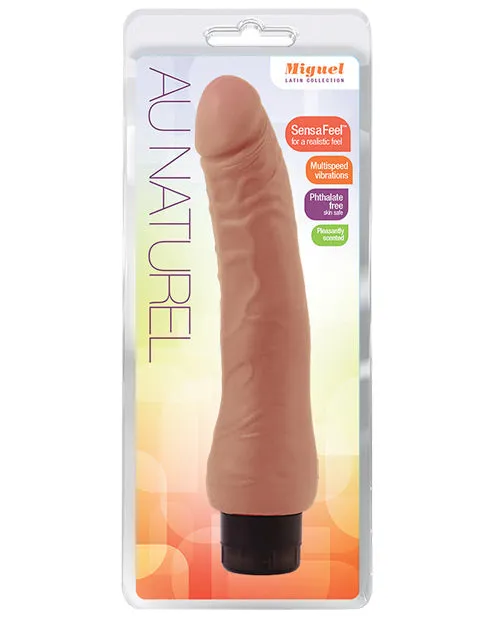 Au Naturel Female Sex Toys Au Naturel Miguel Vibrating Dildo 10in Caramel