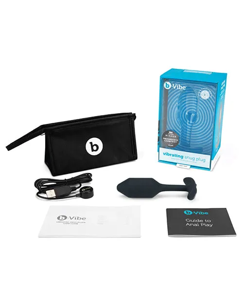 BVibe Vibrating Snug Plug 2 Rechargeable Silicone Anal Plug Black B Vibe Anal