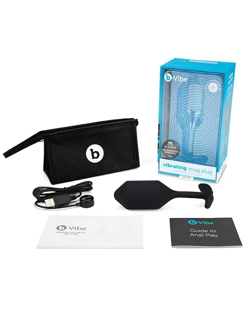 BVibe Vibrating Snug Plug 4 Rechargeable Silicone Anal Plug Black B Vibe Anal