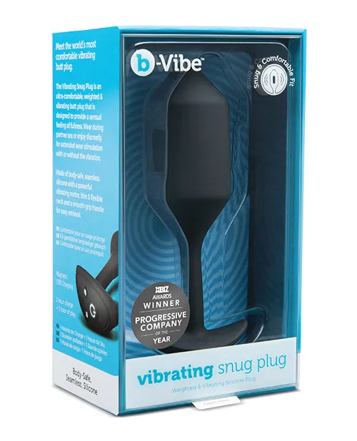 BVibe Vibrating Snug Plug 4 Rechargeable Silicone Anal Plug Black B Vibe Anal