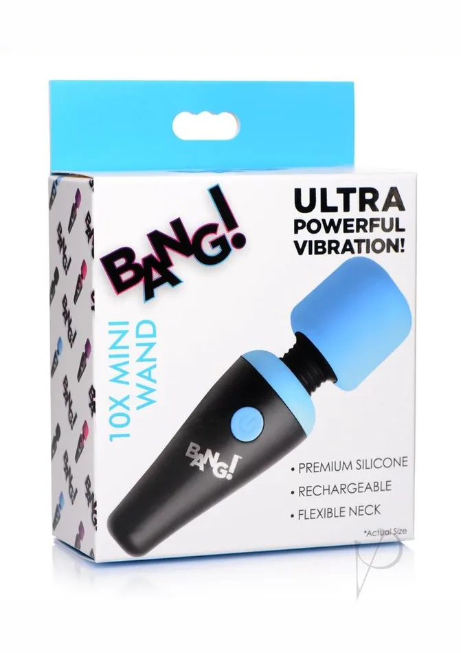 Bang Female Sex Toys Bang 10X Vibrating Mini Rechargeable Silicone Wand Massager Blue Bang Female Sex Toys Bang 10X Vibrating Mini Rechargeable Silicone Wand Massager Blue
