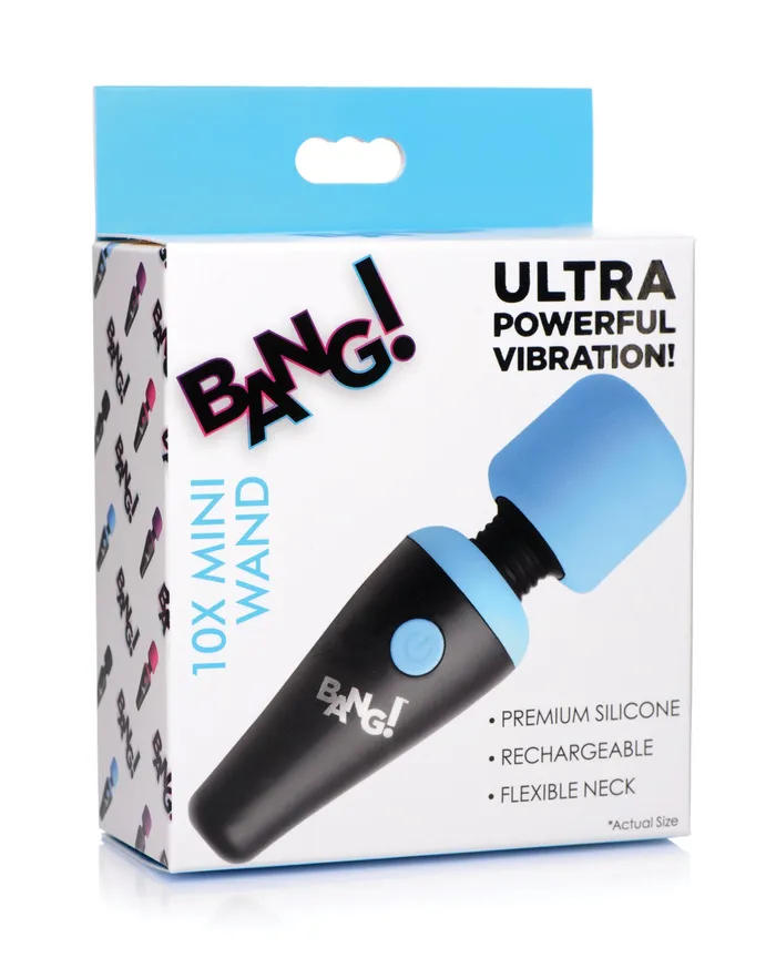 Bang Female Sex Toys Bang 10X Vibrating Mini Rechargeable Silicone Wand Massager Blue