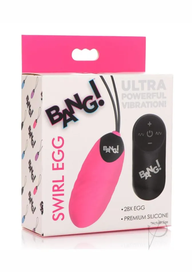 Bang Female Sex Toys Bang 28X Swirl Rechargeable Silicone Egg with Remote Control Pink Bang Female Sex Toys Bang 28X Swirl Rechargeable Silicone Egg with Remote Control Pink