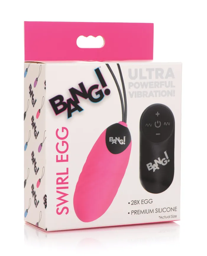 Bang Female Sex Toys Bang 28X Swirl Rechargeable Silicone Egg with Remote Control Pink