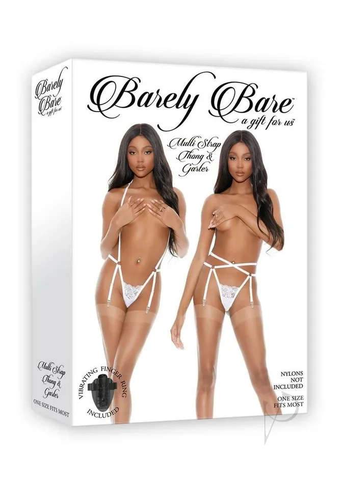 Barely Bare Vibrators Barely Bare Multi Strap Thong and Garter OS White