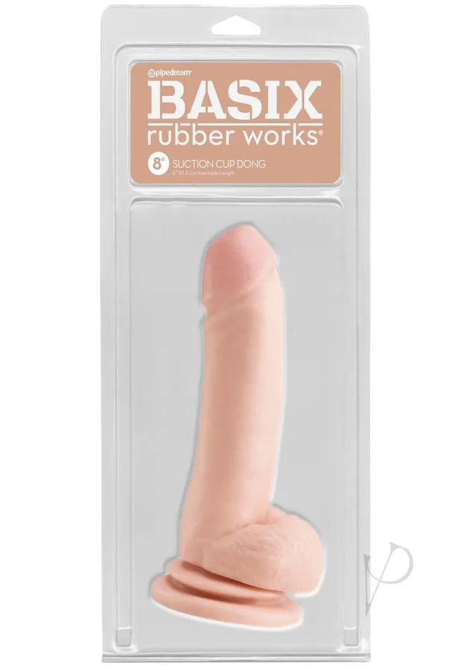 Basix Rubber Works Suction Cup Dong 8in Vanilla Basix Rubber Works Dildos