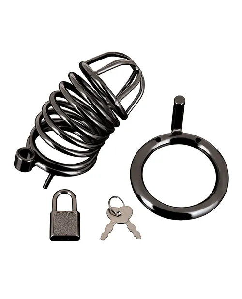 Blue Line Deluxe Chastity Cage Black Blue Line Cand B Gear Vibrators