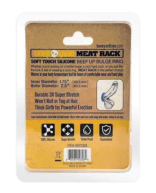 Boneyard Meat Rack Beef Up Bulge Ring 3X Silicone Cock Ring Blue Boneyard Male Sex Toys