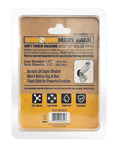 Boneyard Meat Rack Beef Up Bulge Ring 3X Stretch Silicone Cock Ring Black Boneyard Male Sex Toys