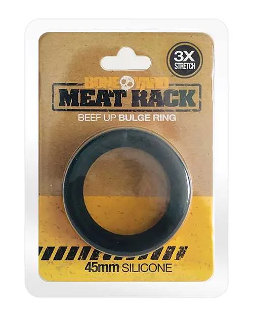 Boneyard Meat Rack Beef Up Bulge Ring 3X Stretch Silicone Cock Ring Black Boneyard Male Sex Toys