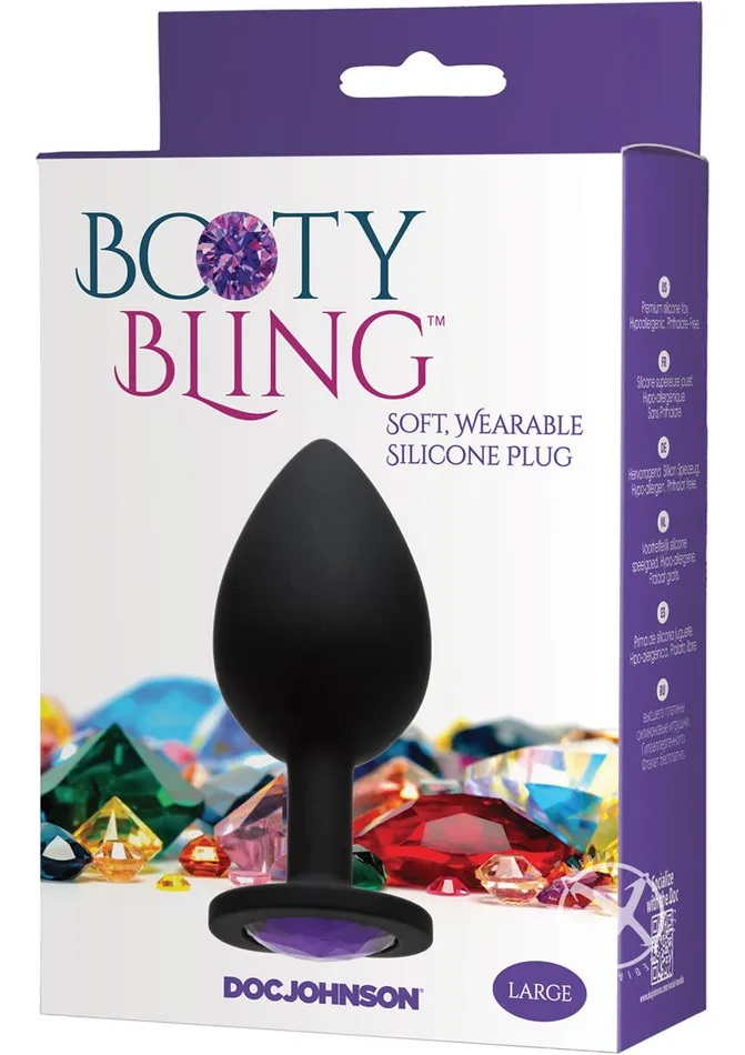 Booty Bling Booty Bling Jeweled Silicone Anal Plug Large Purple Anal