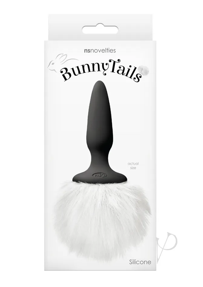Bunny Tails Mini Silicone Butt Plug White Fur Black Bunny Tails Anal