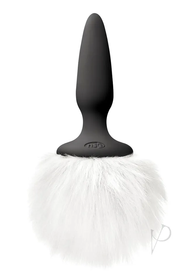 Bunny Tails Mini Silicone Butt Plug White Fur Black Bunny Tails Anal