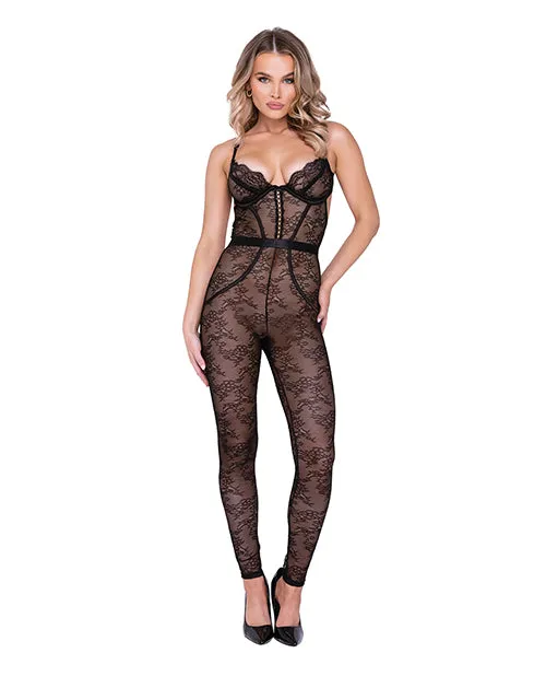 Chantilly Stretch Lace Sleeveless Catsuit wSatin Trim Black SM Roma Confidential Anal Chantilly Stretch Lace Sleeveless Catsuit wSatin Trim Black SM Roma Confidential Anal