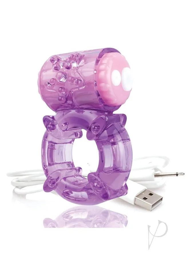 Charged Male Sex Toys Charged BigO Rechargeable Vibrating Cock Ring Purple