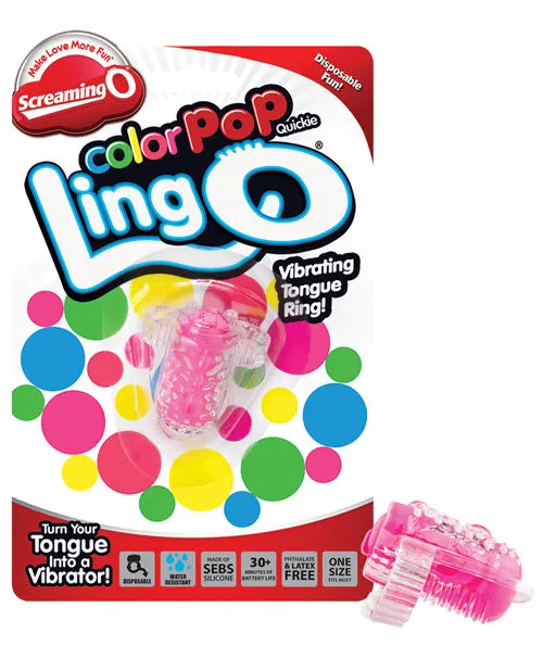 Color Pop Quickie Lingo Silicone Vibrating Tongue Ring Waterproof Pink Color Pop Female Sex Toys