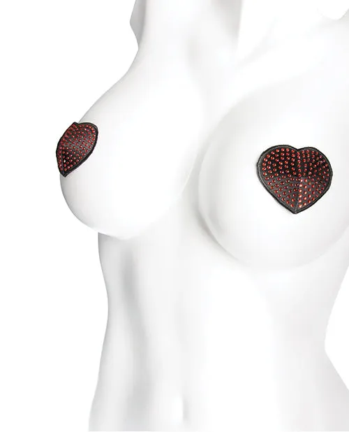 Coquette Anal Heart Rhinestone Pasties RedBlack OS
