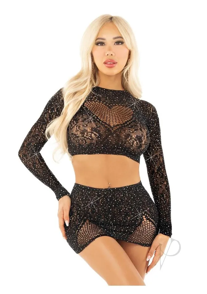 Couples Leg Avenue Leg Avenue Rhinestone Lace and Net Crop Top with Heart Keyhole Detail and Mini Skirt 2 Piece OS Black Couples Leg Avenue Leg Avenue Rhinestone Lace and Net Crop Top with Heart Keyhole Detail and Mini Skirt 2 Piece OS Black