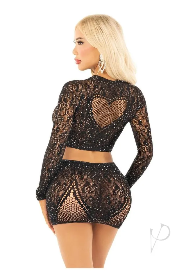 Couples Leg Avenue Leg Avenue Rhinestone Lace and Net Crop Top with Heart Keyhole Detail and Mini Skirt 2 Piece OS Black Couples Leg Avenue Leg Avenue Rhinestone Lace and Net Crop Top with Heart Keyhole Detail and Mini Skirt 2 Piece OS Black