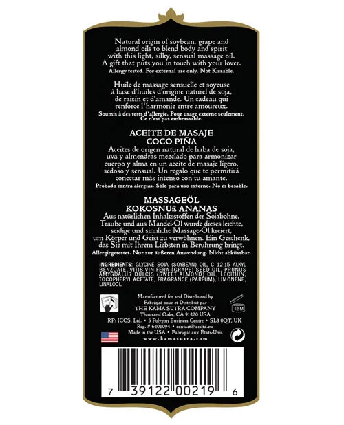 Couples Naturals Massage Oil Kama Sutra Naturals Massage Oil Coconut Pineapple 8oz