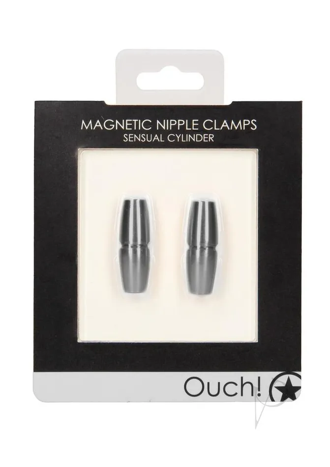 Couples Ouch Magnetic Nipple Clamps Sensual Cylinder Grey Ouch