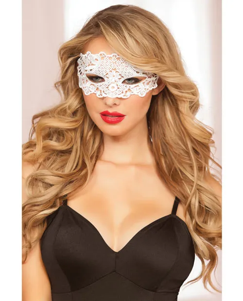 Couples Seven Til Midnight Lace Eye Mask wSatin Ribbon Ties White OS