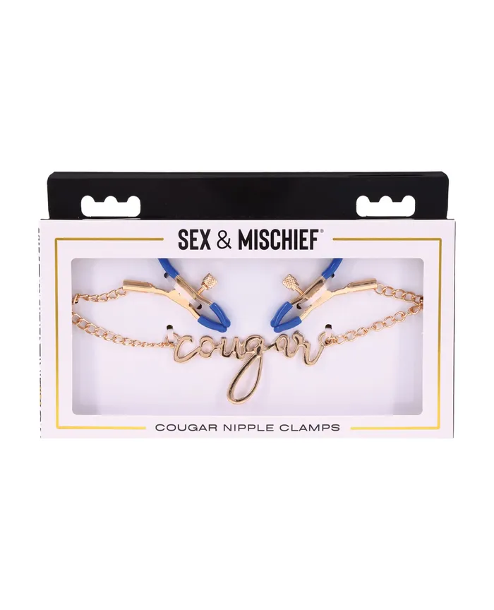 Couples Sex And Mischief Sex and Mischief Cougar Nipple Clamps NavyGold