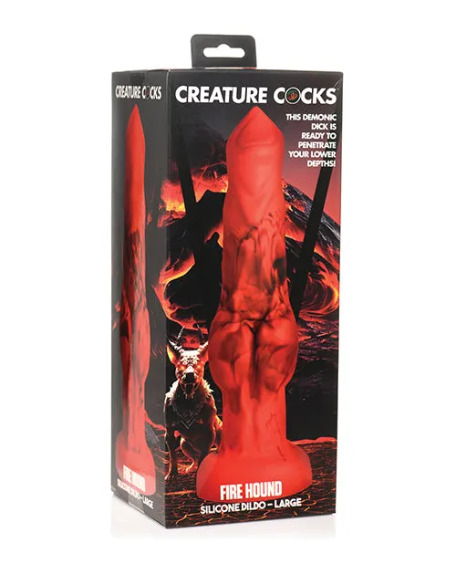 Creature Cocks Creature Cocks Fire Hound Silicone Dildo Large RedBlack Dildos