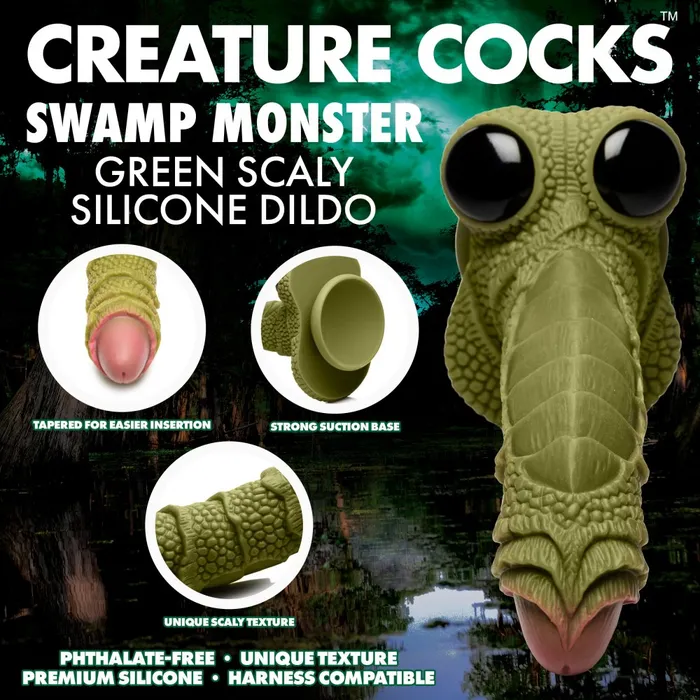 Creature Cocks Dildos Swamp Monster Green Scaly Silicone Dildo
