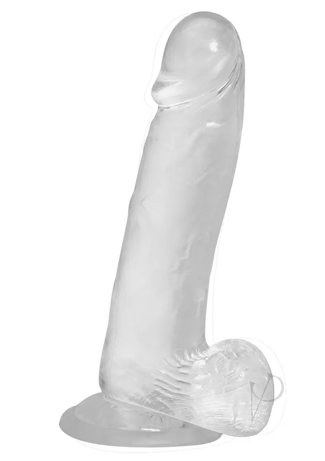 Crystal Addiction Dildo with Balls 8in Clear Addiction Dildos