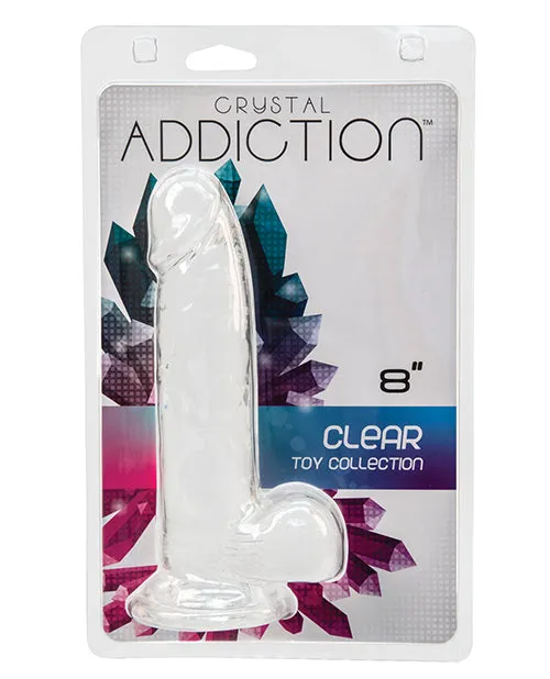 Crystal Addiction Dildo with Balls 8in Clear Addiction Dildos