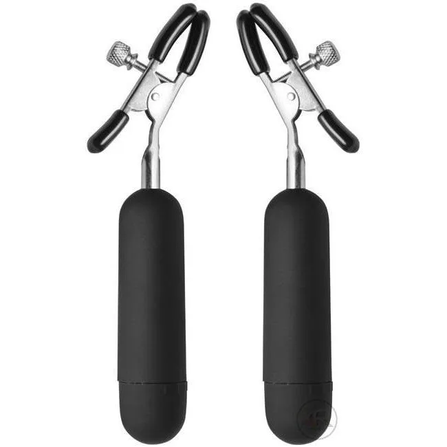 Dark Passion Vibrating Nipple Clamps Master Series Female Sex Toys