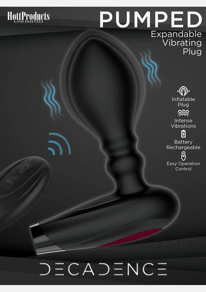 Decadence Decadence Pumped Silicone Expandable Butt Plug with Remote Control Black Anal Decadence Decadence Pumped Silicone Expandable Butt Plug with Remote Control Black Anal