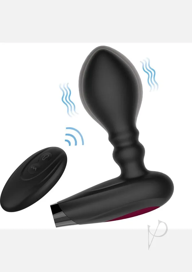 Decadence Decadence Pumped Silicone Expandable Butt Plug with Remote Control Black Anal