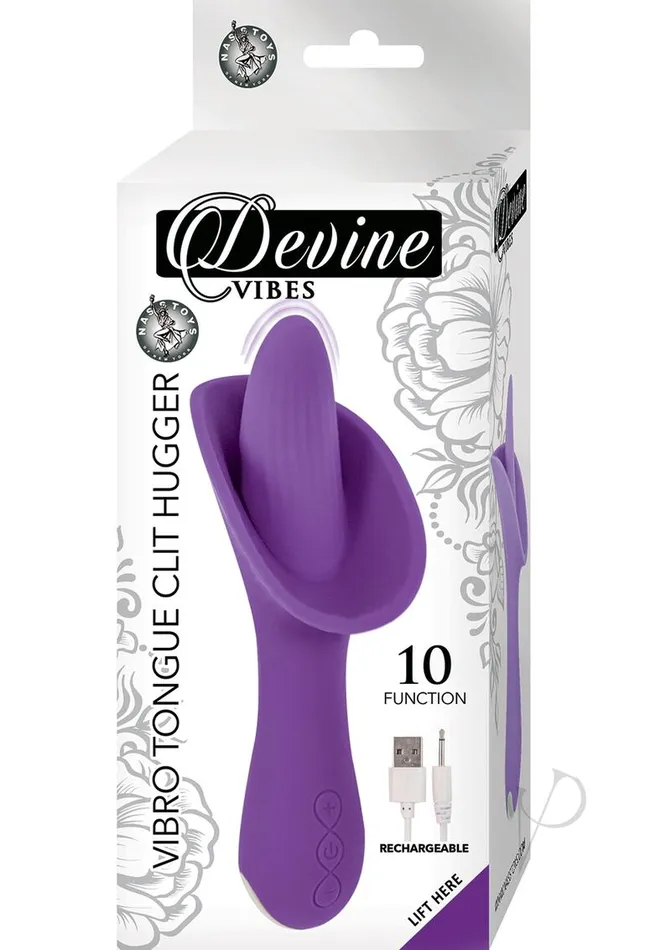 Devine Devine Vibes Vibro Tongue Clit Hugger Rechargeable Silicone Vibrator Purple Vibrators