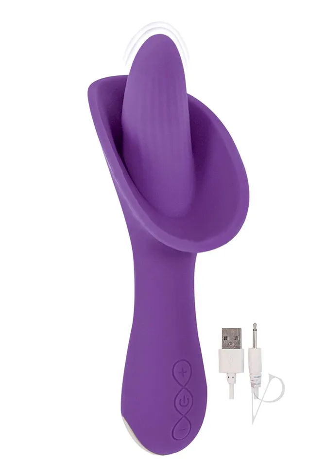 Devine Devine Vibes Vibro Tongue Clit Hugger Rechargeable Silicone Vibrator Purple Vibrators