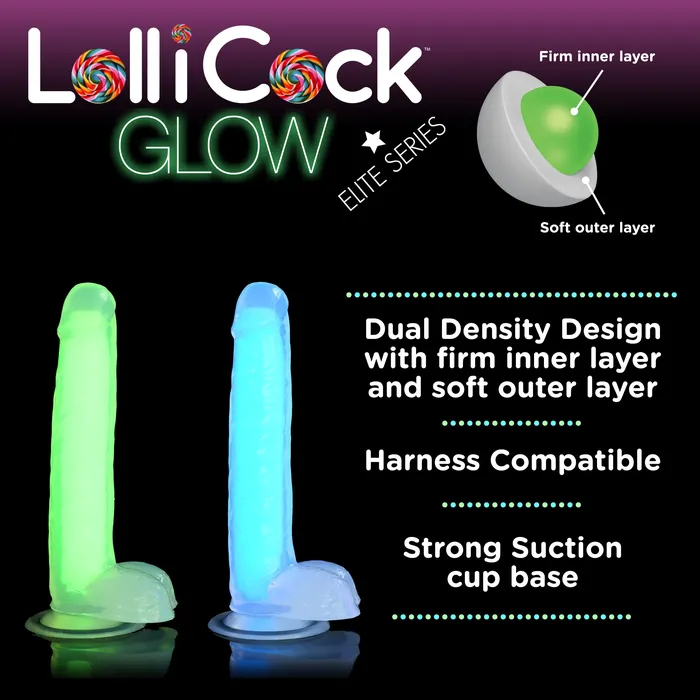 Dildos 7 Inch GlowintheDark Silicone Dildo with Balls Curve Toys