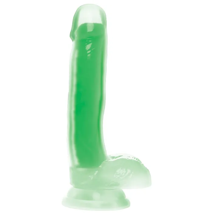 Dildos 7 Inch GlowintheDark Silicone Dildo with Balls Curve Toys