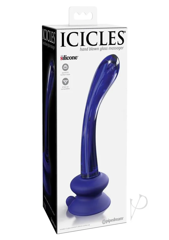 Dildos Icicles Icicles No 89 Glass GSpot Wand with Bendable Silicone Suction Cup Blue Dildos Icicles Icicles No 89 Glass GSpot Wand with Bendable Silicone Suction Cup Blue