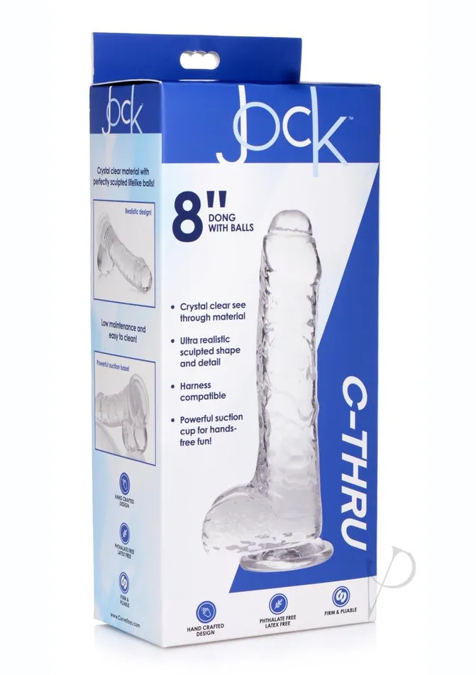 Dildos Jock CThru Slim Realistic Dong with Balls 8in Clear Jock