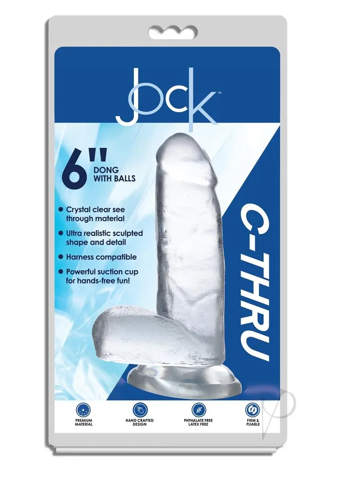 Dildos Jock Jock CThru Realistic Dong with Balls 6in Clear