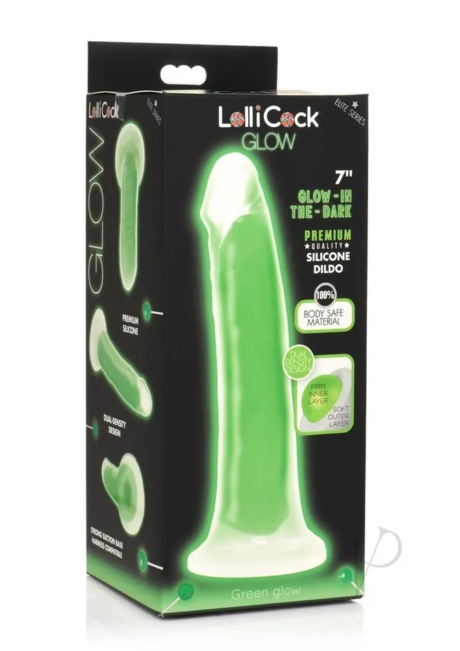 Dildos Lollicock Lollicock Glow in the Dark Silicone Dildo 7in Green