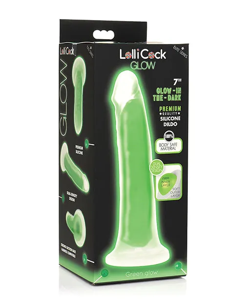 Dildos Lollicock Lollicock Glow in the Dark Silicone Dildo 7in Green