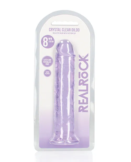 Dildos Real Rock RealRock Crystal Clear Straight Dildo 8in Purple