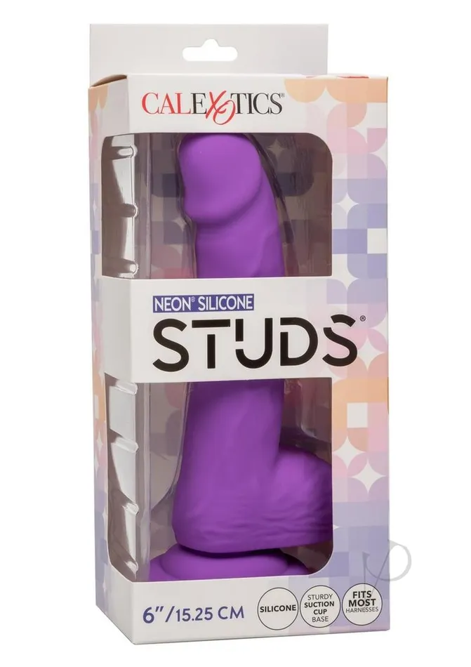 Dildos Studs Neon Silicone Studs Dildo 6in Purple