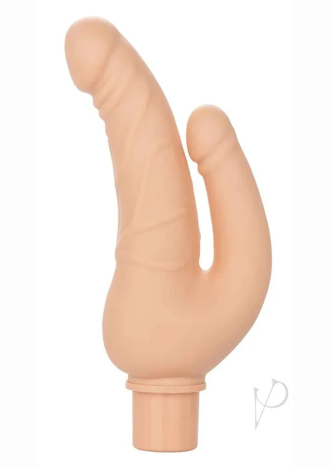 Dildos Studs Rechargeable Power Stud Over and Under Silicone Vibrating Double Dong Vanilla