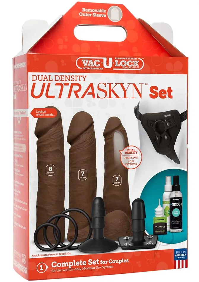 Dildos VacULock Dual Density Ultraskyn Set Chocolate Vac U Lock