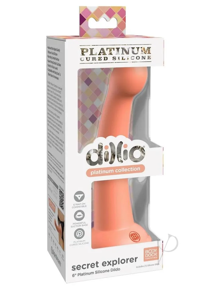 Dillio Dillio Platinum Secret Explorer Silicone Dildo 6in Orange Dildos