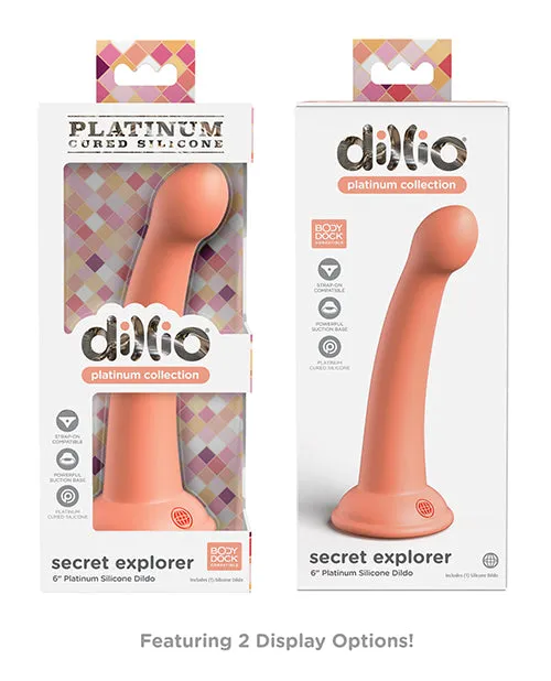 Dillio Dillio Platinum Secret Explorer Silicone Dildo 6in Orange Dildos