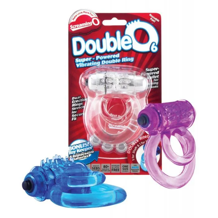 DoubleO 6 Vibrating Double Cock Ring Asst Colors Screaming O Male Sex Toys DoubleO 6 Vibrating Double Cock Ring Asst Colors Screaming O Male Sex Toys
